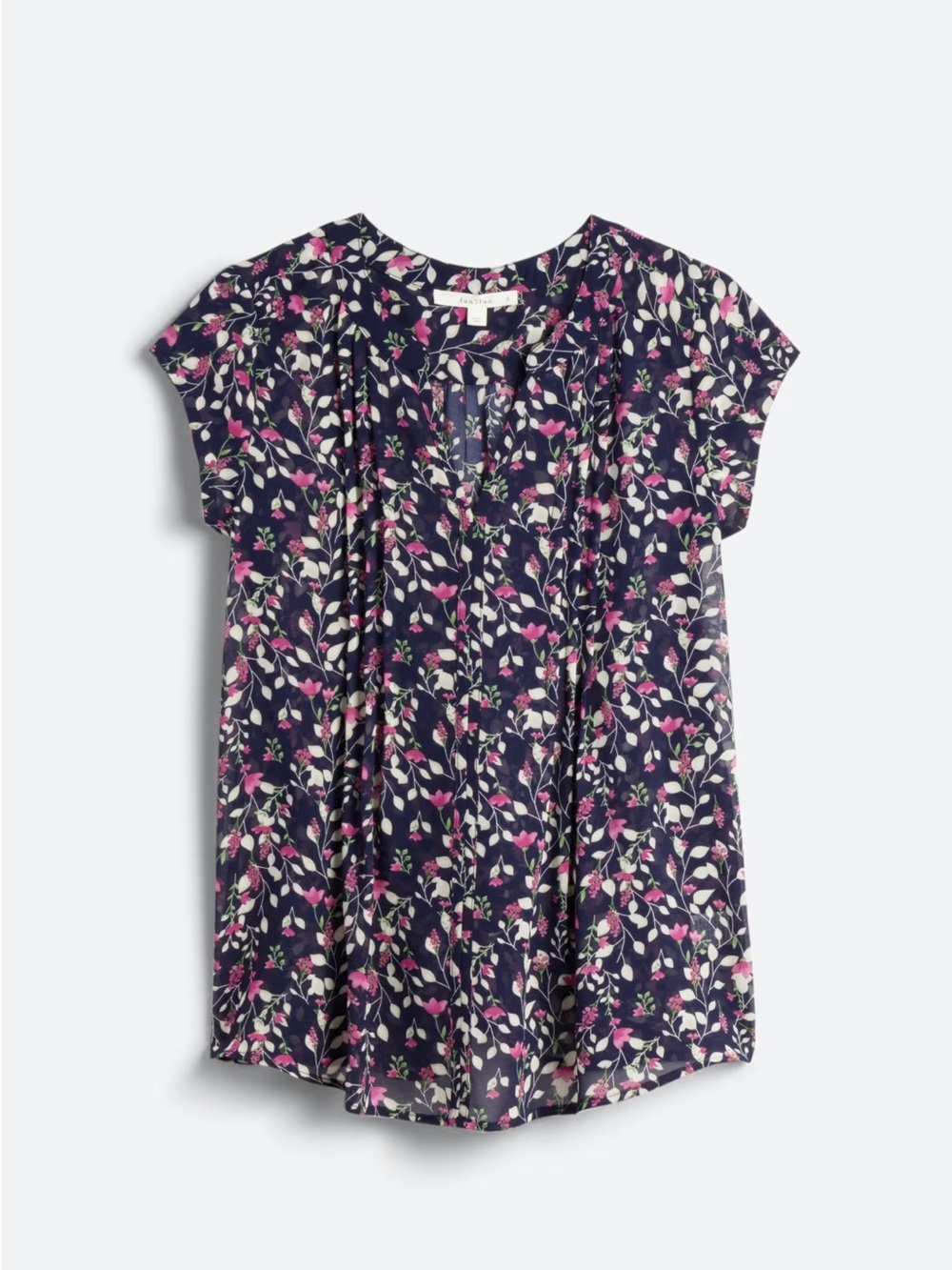 Fun2Fun Alvena Split Neck Blouse Floral Cap Sleeve Blouse